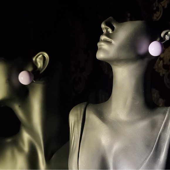 Elegant Purple Ball-Shaped Large Colorful Stud Silver Earrings - Picture 2 of 6